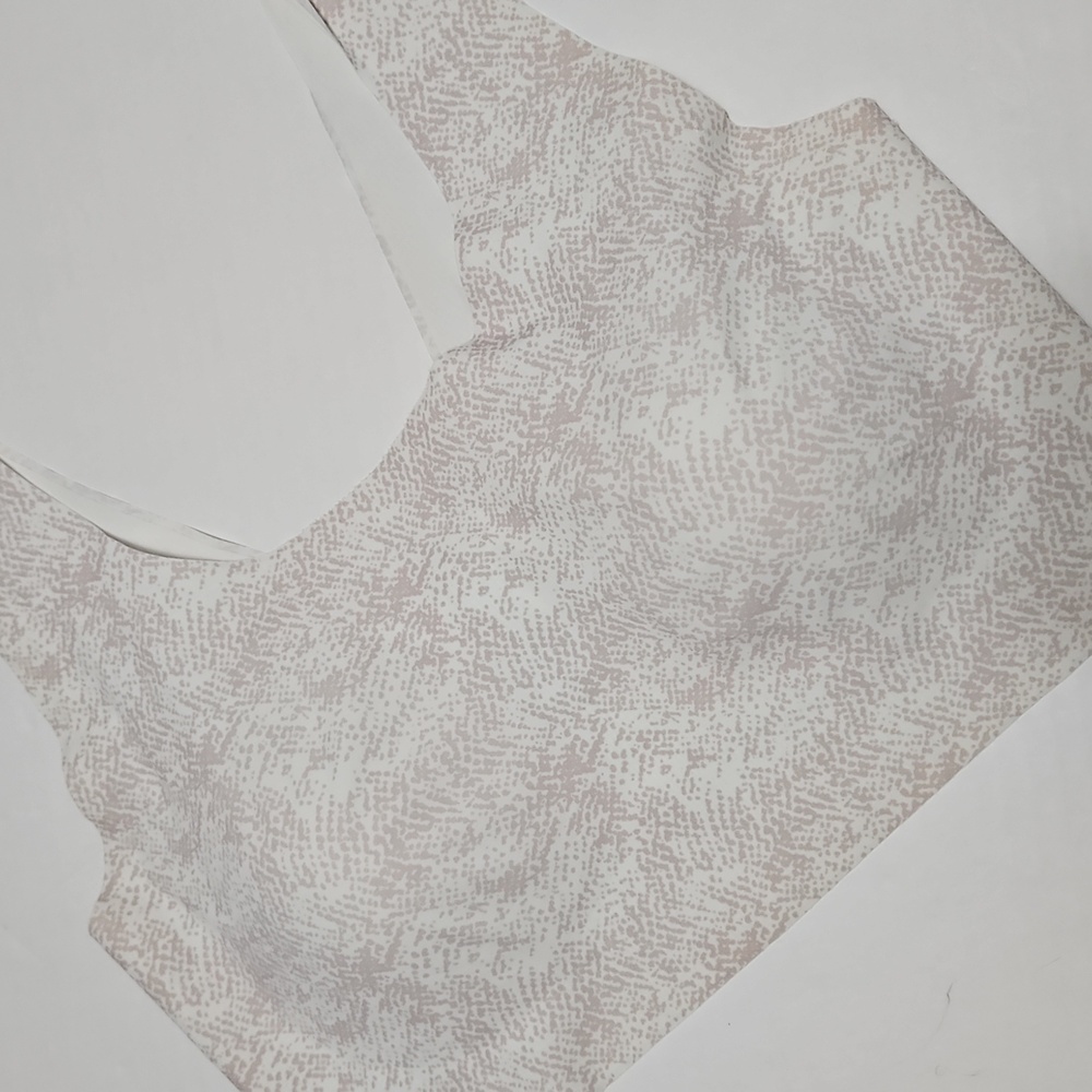Bali Cream Patterned Tank Bralette Top With Removable Pads Size L